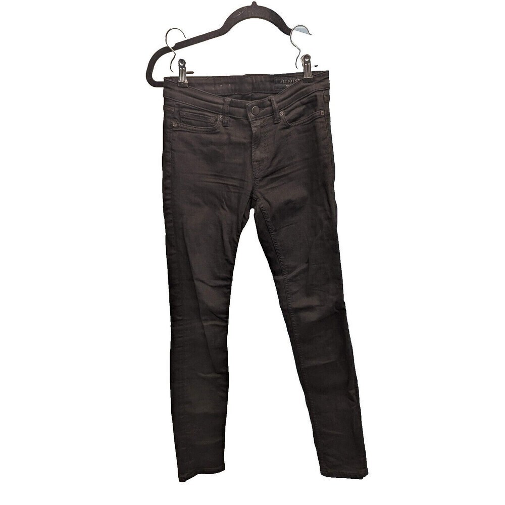 AllSaints Cigarette Mid Rise Stretch 5 Pocket Zip Front Skinny Pants Size 26